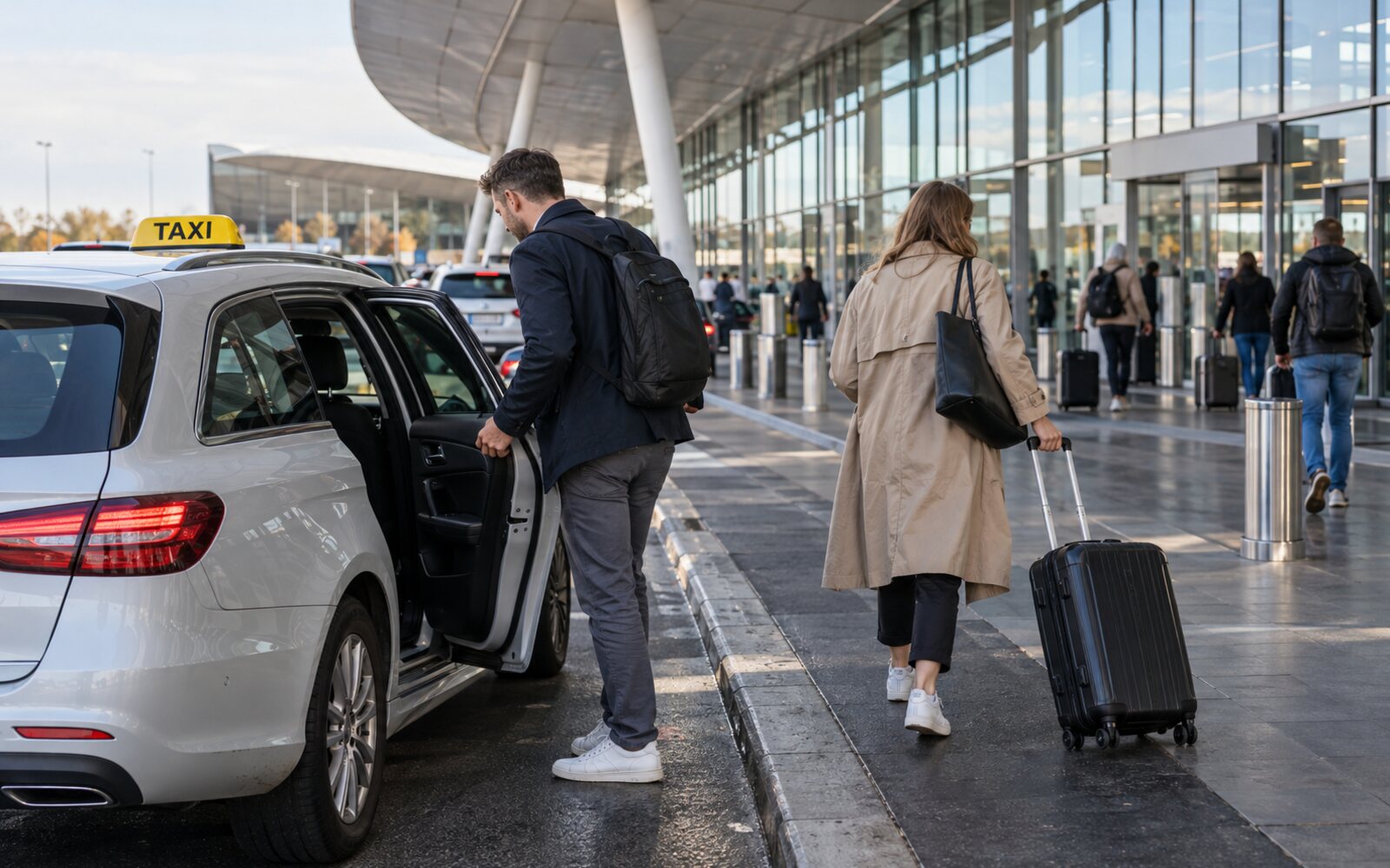 Taxi pred zgradom zračne luke